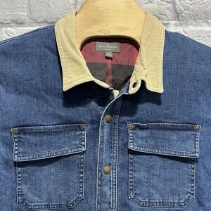 LL Bean Signature Men Jacket Blue Wash‎ Denim Jean Coat Lined Cotton Size XL